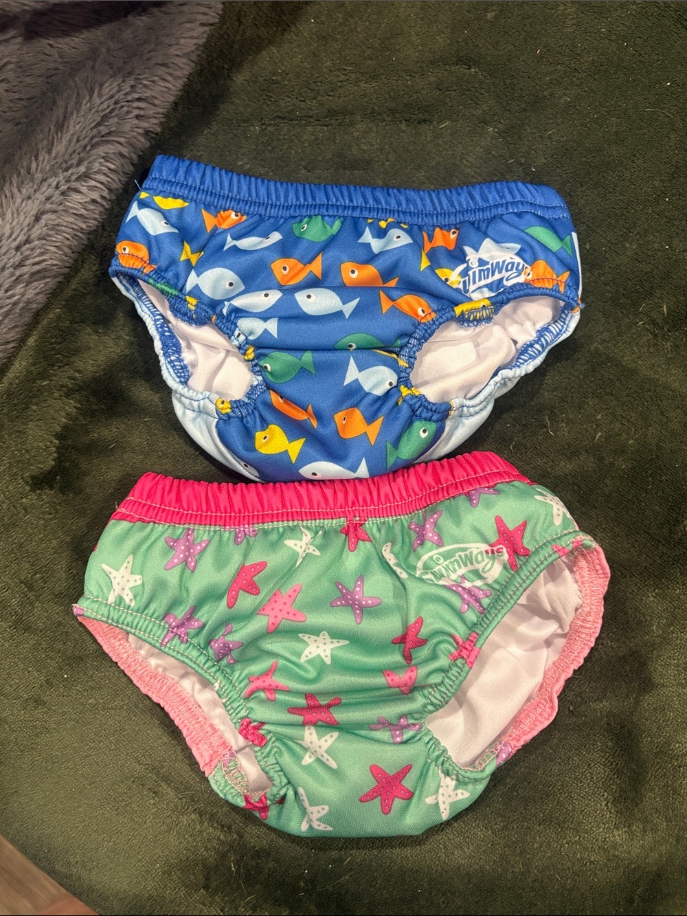 Kids Blue Fish & Green Starfish Swim Diaper Set